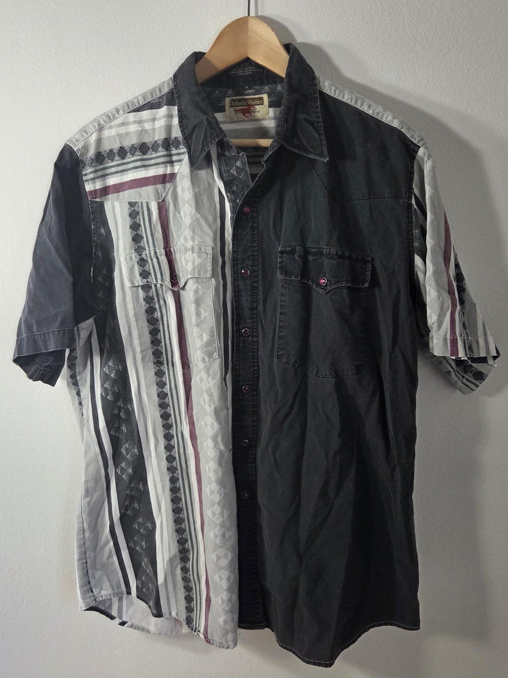 Vintage Youngbloods Western Shirt Men XL Split Panel Aztec Pearl Snap Cowboy